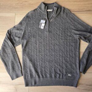KJUS Sweater Mens XXL 56 Cashmere Blend Luxe 1/4 Zip Golf Steel Grey NWT
